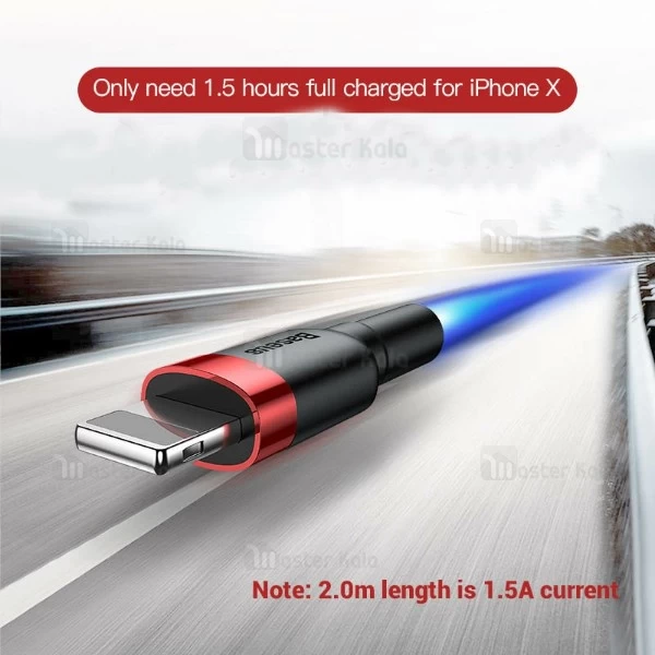 کابل لایتنینگ بیسوس Baseus Kevlar Data And Charge طول 2 متر و 1.5 آمپر
