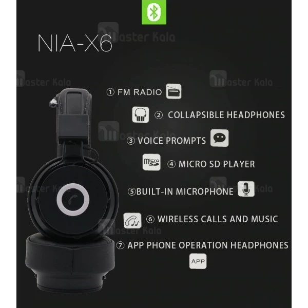 هدفون بلوتوث نیا NIA X6 Wireless Headphones با اپلیکیشن