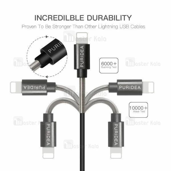 کابل لایتنینگ پوریدا Puridea L18 Premium Charge And Data توان 2.4 آمپر