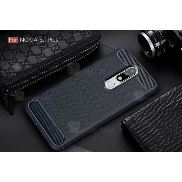 قاب محافظ ژله ای نوکیا Nokia 5.1 Plus / X5 Rugged Armor Fiber Carbon