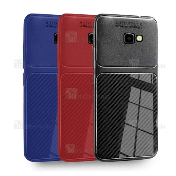 قاب محافظ طرح چرم Samsung Galaxy J4 Plus Auto Focus Fiber Carbon Case