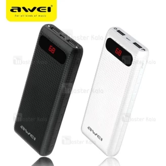 پاوربانک 20000 میلی آمپر اوی Awei P70K دارای نمایشگر LCD و دو چراغ قوه