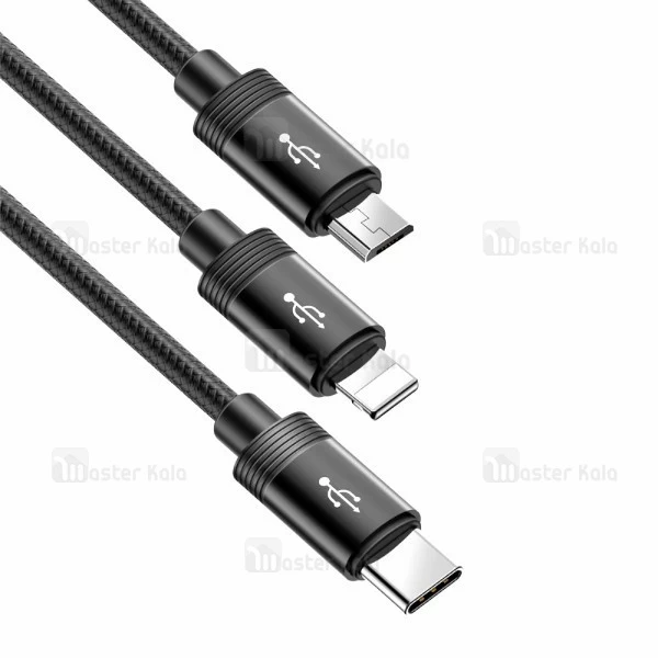 کابل سه سر بیسوس Baseus Data Faction قابلیت شارژ و انتقال دیتا هر سه سر