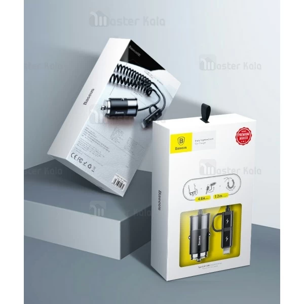 شارژر فندکی 4.8 آمپر بیسوس Baseus Enjoy Together همراه با کابل دو سر