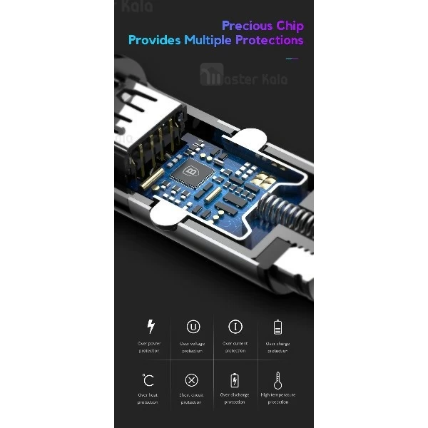 شارژر فندکی 4.8 آمپر بیسوس Baseus Enjoy Together همراه با کابل دو سر