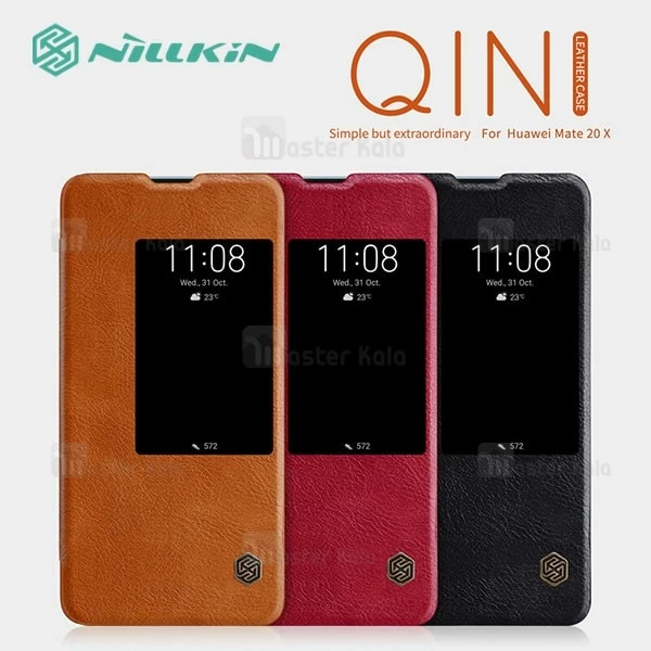 کیف چرمی هوشمند نیلکین هواوی Huawei Mate 20 X Nillkin Qin Leather Case