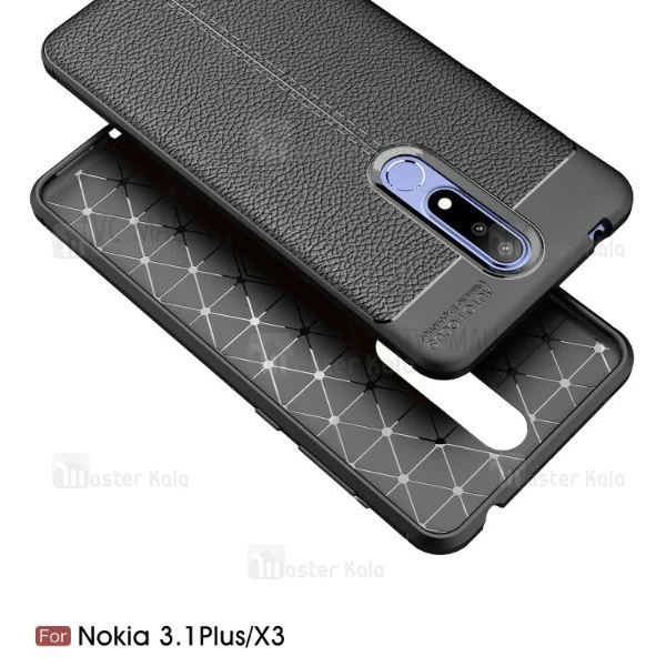 قاب محافظ ژله ای طرح چرم Nokia 3.1 Plus مدل Auto Focus
