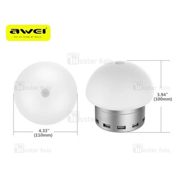 هاب شارژ و چراغ خواب Awei C-910 LED LAMP 6 Port USB Desktop Charger