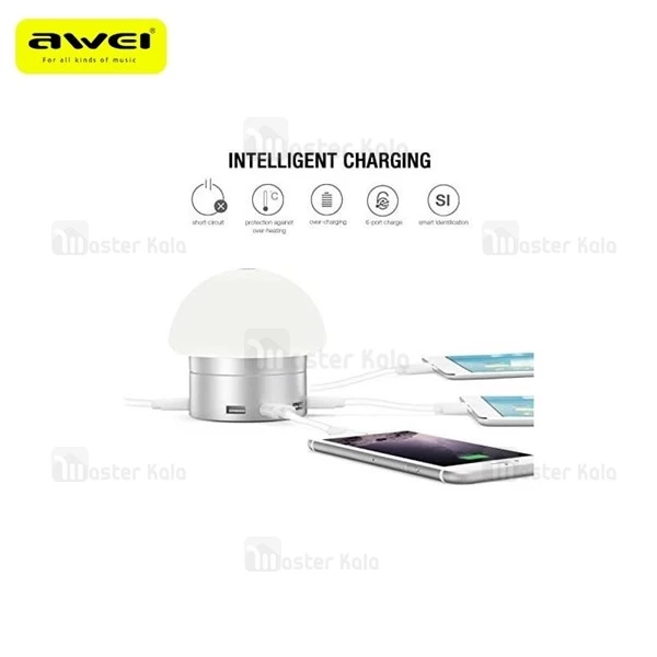 هاب شارژ و چراغ خواب Awei C-910 LED LAMP 6 Port USB Desktop Charger
