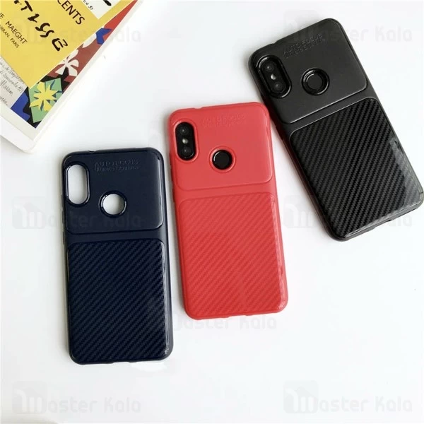 قاب محافظ طرح چرم Xiaomi Mi 8 / Mi8 Auto Focus Fiber Carbon Case