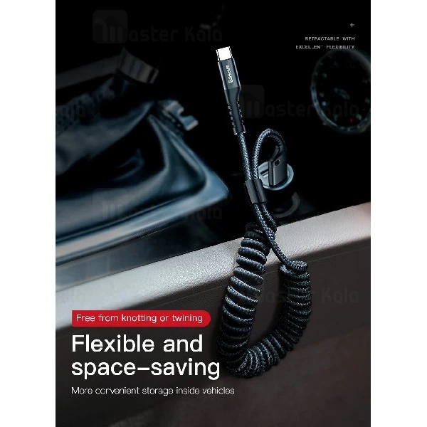 کابل Type C بیسوس Baseus Fish Eye Spring طراحی تلفنی با توان 2 آمپر