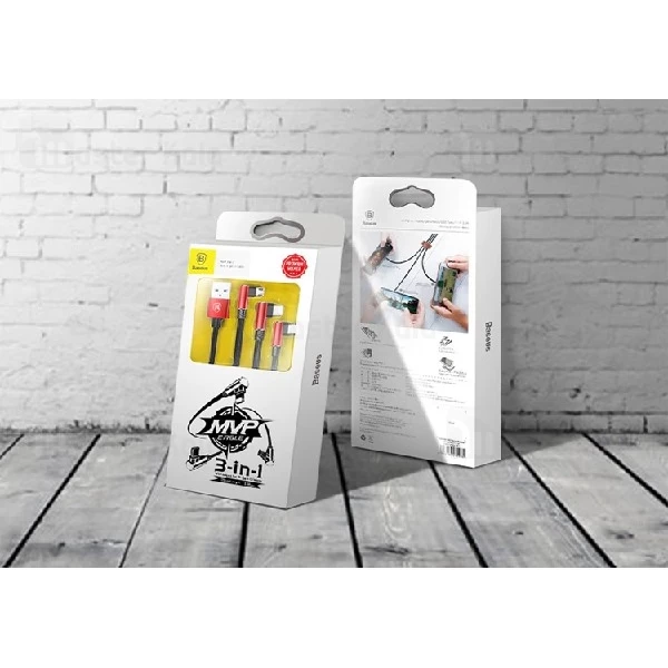 کابل سه سر بیسوس Baseus MVP 3-in-1 Cable طراحی کنفی با توان 3.5 آمپر