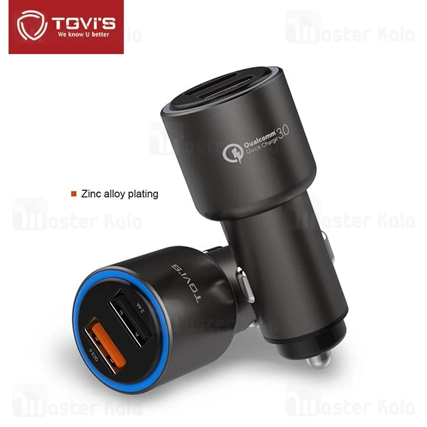 شارژر فندکی TGVis Sense Series Qualcomm 3.0 Dual Car Charger