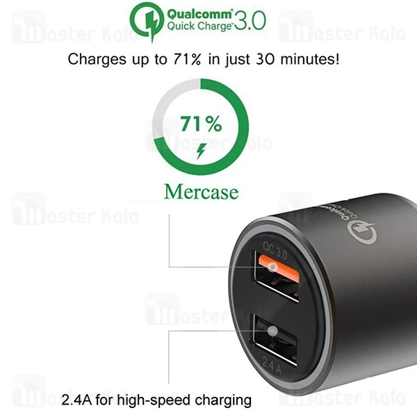 شارژر فندکی TGVis Sense Series Qualcomm 3.0 Dual Car Charger