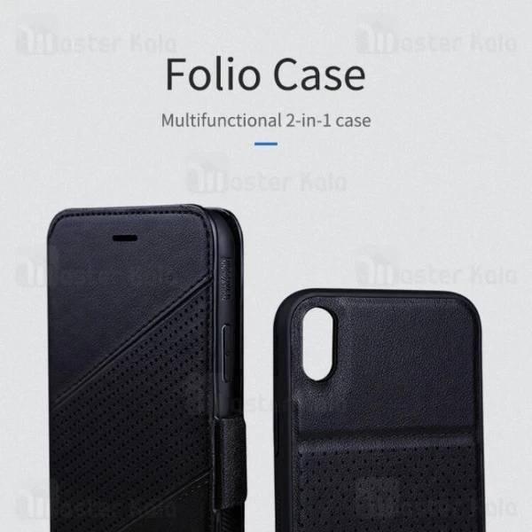 کیف و قاب چرمی دو تکه نیلکین آیفون Apple iPhone XS Max Nillkin Folio magnetic