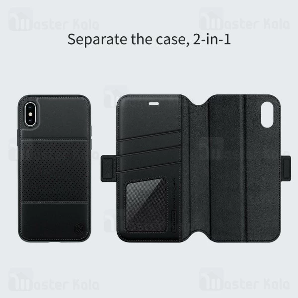 کیف و قاب چرمی دو تکه نیلکین آیفون Apple iPhone XS Max Nillkin Folio magnetic