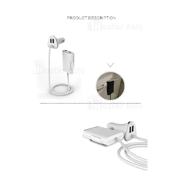 شارژر فندکی و هاب 4 پورت Awei C-400 Car Charger 4 Port با توان 9.6 آمپر