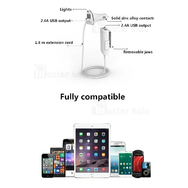 شارژر فندکی و هاب 4 پورت Awei C-400 Car Charger 4 Port با توان 9.6 آمپر