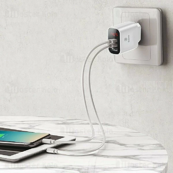 آداپتور شارژر 3 پورت بیسوس Baseus Mirror Travel Charger با توان 3.4 آمپر