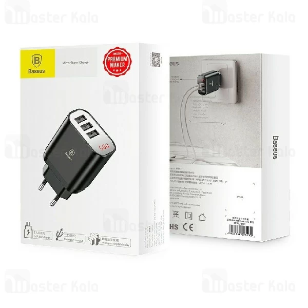 آداپتور شارژر 3 پورت بیسوس Baseus Mirror Travel Charger با توان 3.4 آمپر