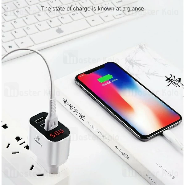 آداپتور شارژر 3 پورت بیسوس Baseus Mirror Travel Charger با توان 3.4 آمپر