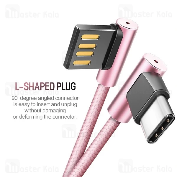 کابل شارژ Type C راک ROCK Type-C Dual-end L-shape Metal با توان 2 آمپر