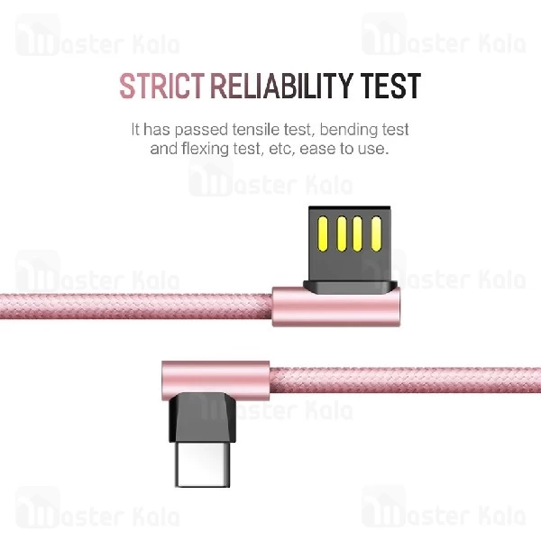 کابل شارژ Type C راک ROCK Type-C Dual-end L-shape Metal با توان 2 آمپر