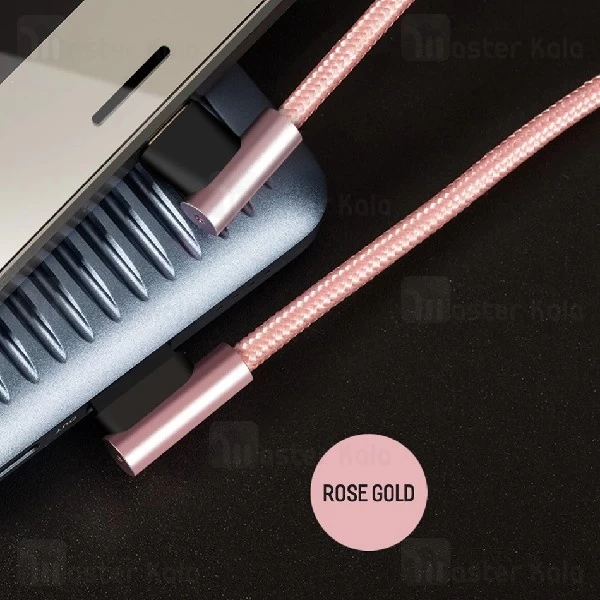 کابل شارژ Type C راک ROCK Type-C Dual-end L-shape Metal با توان 2 آمپر