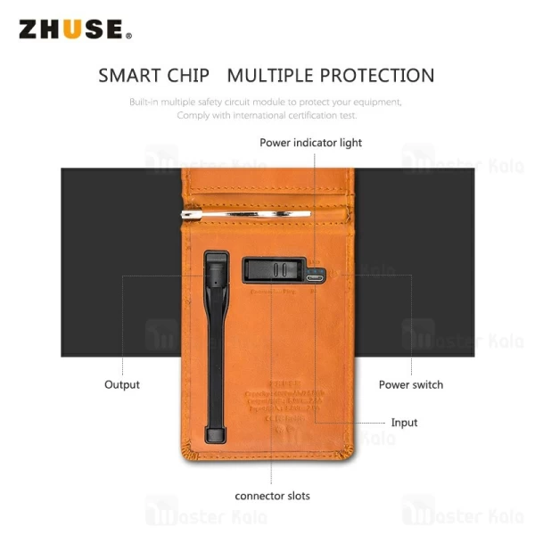 پاوربانک 4000 میلی آمپر و کیف چرمی Zhuse Blade Series ZS-PB-023 4000mAh