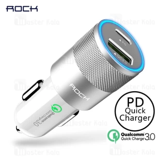 شارژر فندکی دو پورت فست شارژ راک Rock H5 PD CC003 QC 3.0 با پورت تایپ سی