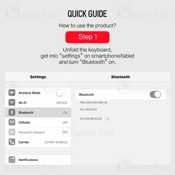 کیبورد بلوتوثی تاشو راک Rock R4 Multi-function Rollable Bluetooth Keyboard