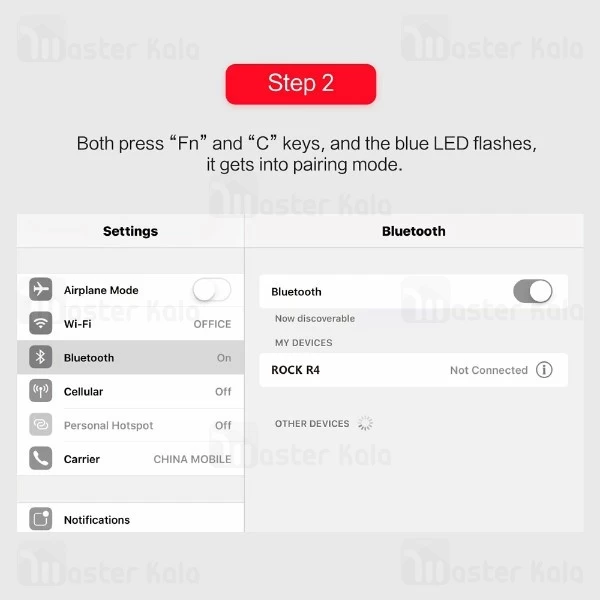 کیبورد بلوتوثی تاشو راک Rock R4 Multi-function Rollable Bluetooth Keyboard