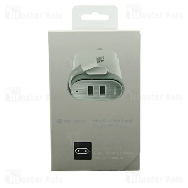 آداپتور شارژر 2 پورت راک اسپیس Rock Space RWC0214 Sotor با کابل متصل