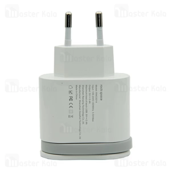 آداپتور شارژر 2 پورت راک اسپیس Rock Space RWC0214 Sotor با کابل متصل