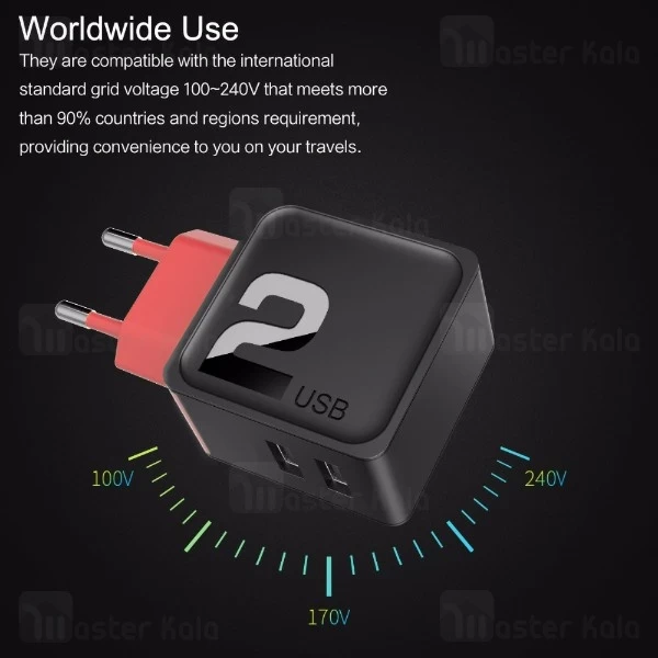 آداپتور شارژر 2 پورت راک اسپیس Rock Space RWC0239 Sugar Travel Charger