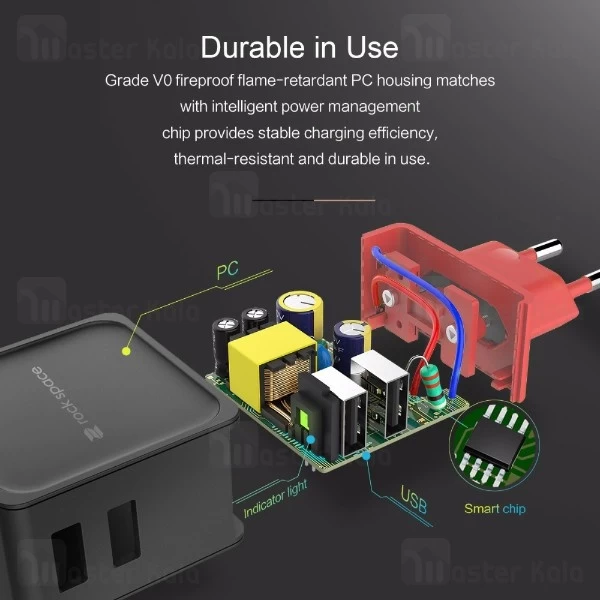 آداپتور شارژر 2 پورت راک اسپیس Rock Space RWC0239 Sugar Travel Charger