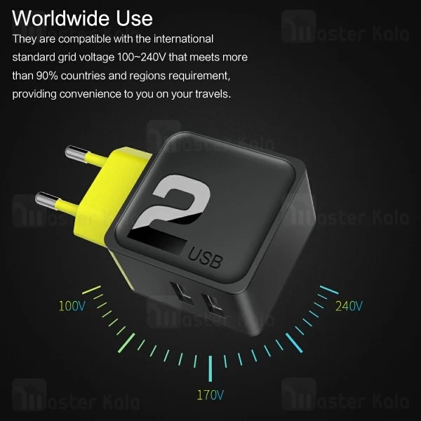 آداپتور شارژر 2 پورت راک اسپیس Rock Space RWC0239 Sugar Travel Charger