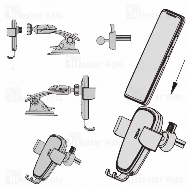 هولدر دو کاره و شارژر وایرلس یسیدو Yesido C35 Car Holder And Wireless Charger