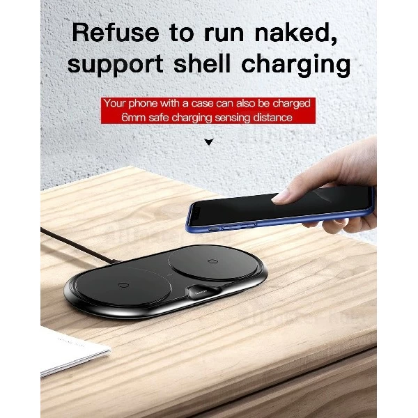 شارژر وایرلس 20 وات بیسوس Baseus Dual Wireless شارژ همزمان دو دستگاه