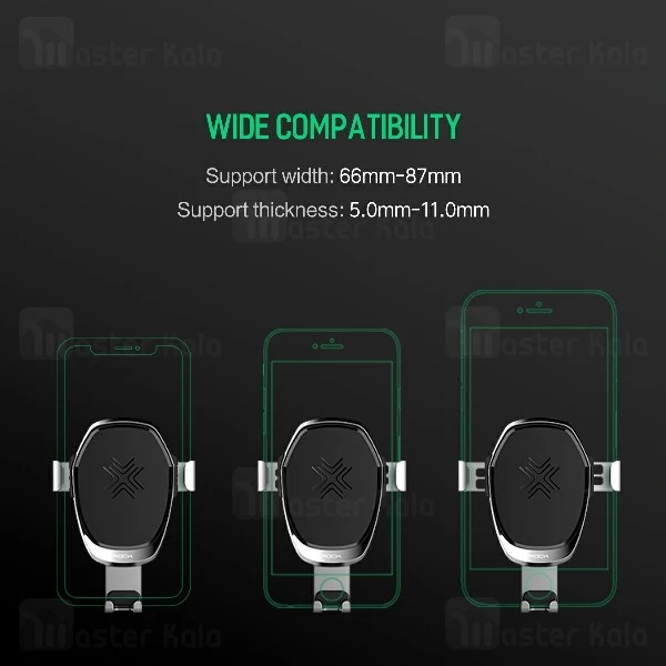 هولدر و شارژر وایرلس راک ROCK RWC0246 Gravity Car Mount Wireless Charging