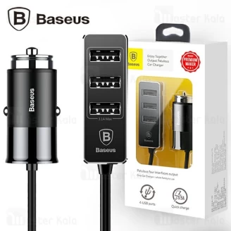 شارژر فندکی و هاب 4 پورت بیسوس Baseus Enjoy Together CCTON-01 با توان 5.5 آمپر