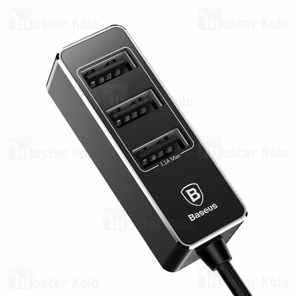 شارژر فندکی و هاب 4 پورت بیسوس Baseus enjoy together با توان 5.5 آمپر
