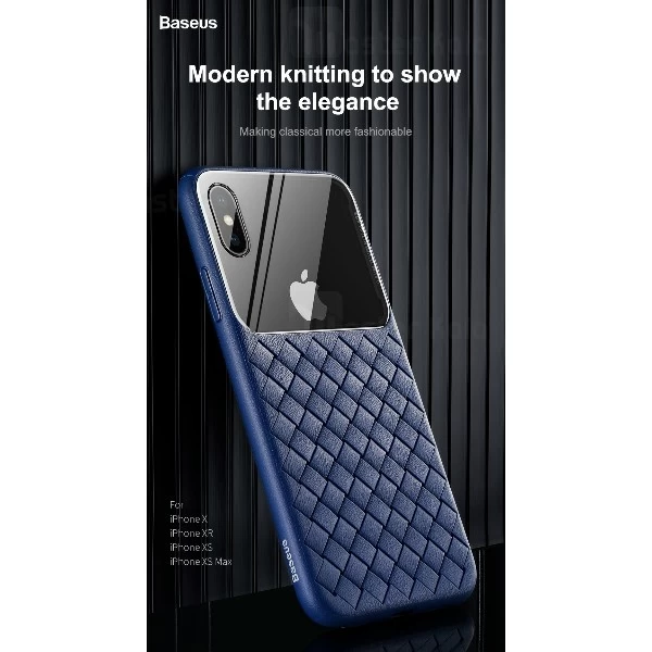قاب طرح چرم و حصیری بیسوس Apple iPhone XS Max Baseus Glass And Weaving