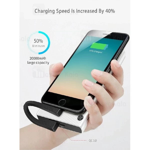 پاوربانک 20000 فست شارژ بیسوس Baseus Esazi QC 3.0 PPYZ-B01 با کابل دو کاره