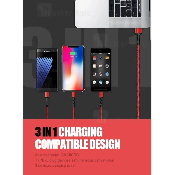 کابل شارژ سه سر الدینیو LDNIO LC-93 3 in 1 Charge Cable توان 3.5 آمپر