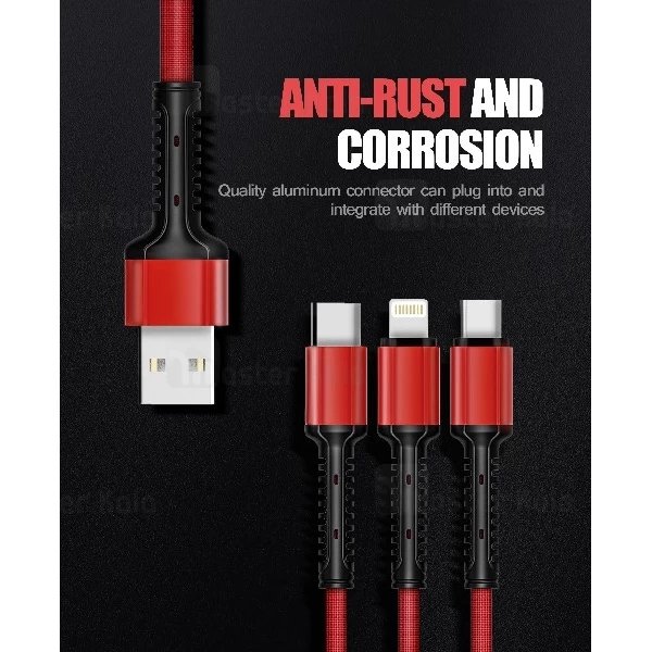 کابل شارژ سه سر الدینیو LDNIO LC-93 3 in 1 Charge Cable توان 3.5 آمپر