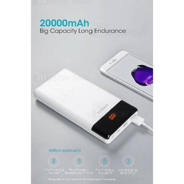 پاوربانک 20000 روموس Romoss LT20 Dual Port Output دارای سه پورت ورودی