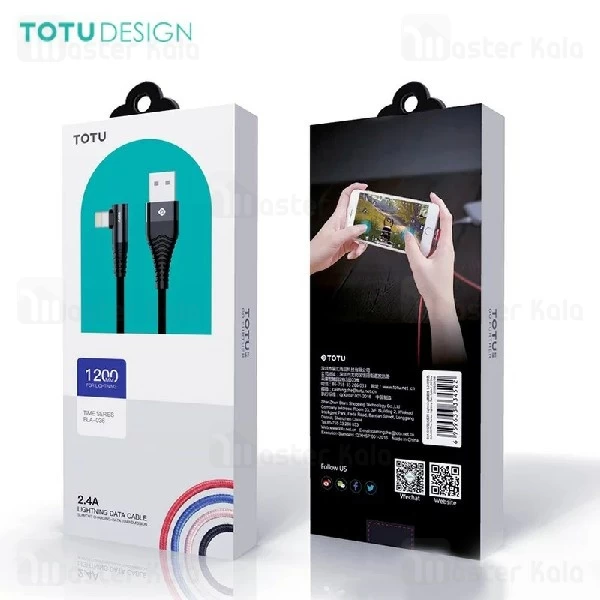 کابل لایتنینگ TOTU BLA-036 Time Data Cable بدنه کنفی با توان 2.4 آمپر