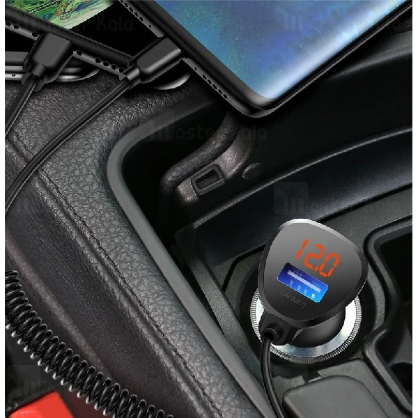 شارژر فندکی توتو TOTU DCCL-06 Charger با کابل متصل سه سر و توان 3.4 آمپر