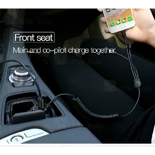 شارژر فندکی توتو TOTU DCCL-06 Charger با کابل متصل سه سر و توان 3.4 آمپر